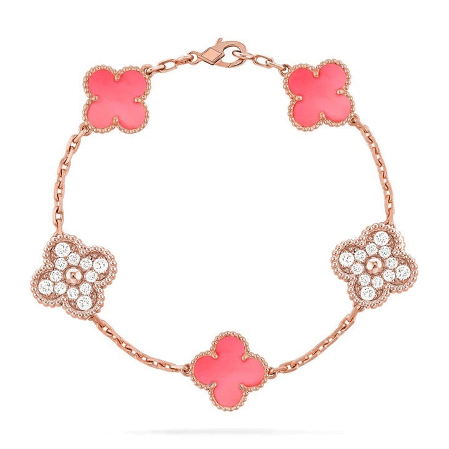 [Am jewelry] CLOVER 5 MOTIFS  PINK MOP BRACELET COLLECTION