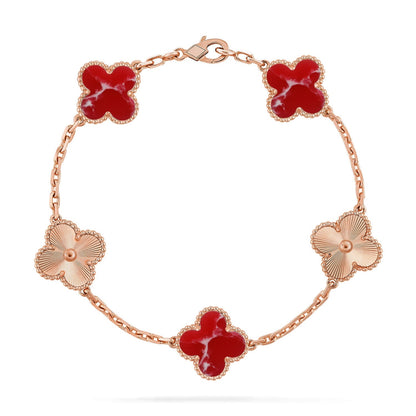 [Am jewelry]CLOVER 5 MOTIF RED PATTERN BRACELET COLLECTION