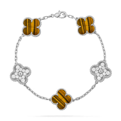 [Am jewelry] CLOVER 5 MOTIFS TIGER EYE BRACELET COLLECTION