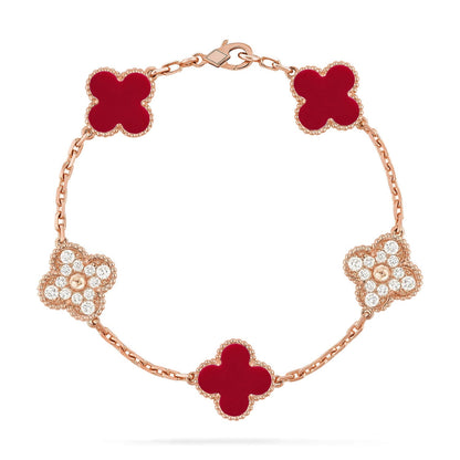 [Am jewelry] CLOVER 5 MOTIF RED CORNELIAN BRACELET COLLECTION