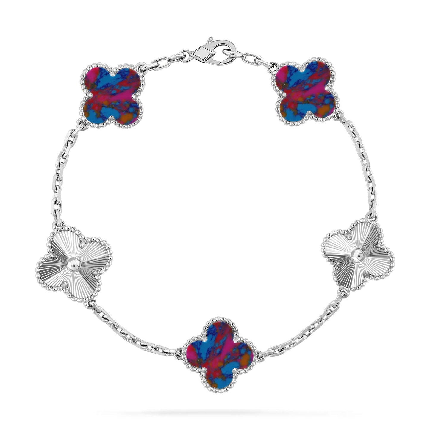 [Am jewelry]CLOVER 5 MOTIF COLOR GEMSTONES BRACELET COLLECTION
