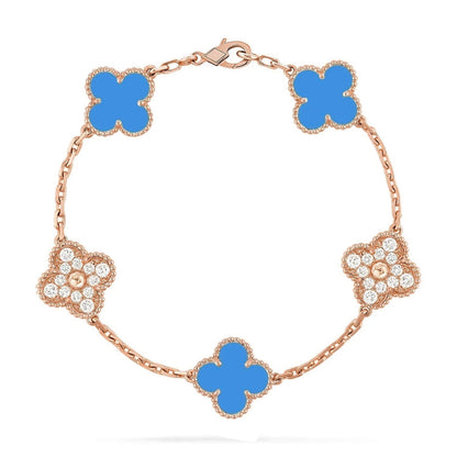 [Am jewelry] CLOVER 5 MOTIF BLUE AGATE BRACELET COLLECTION