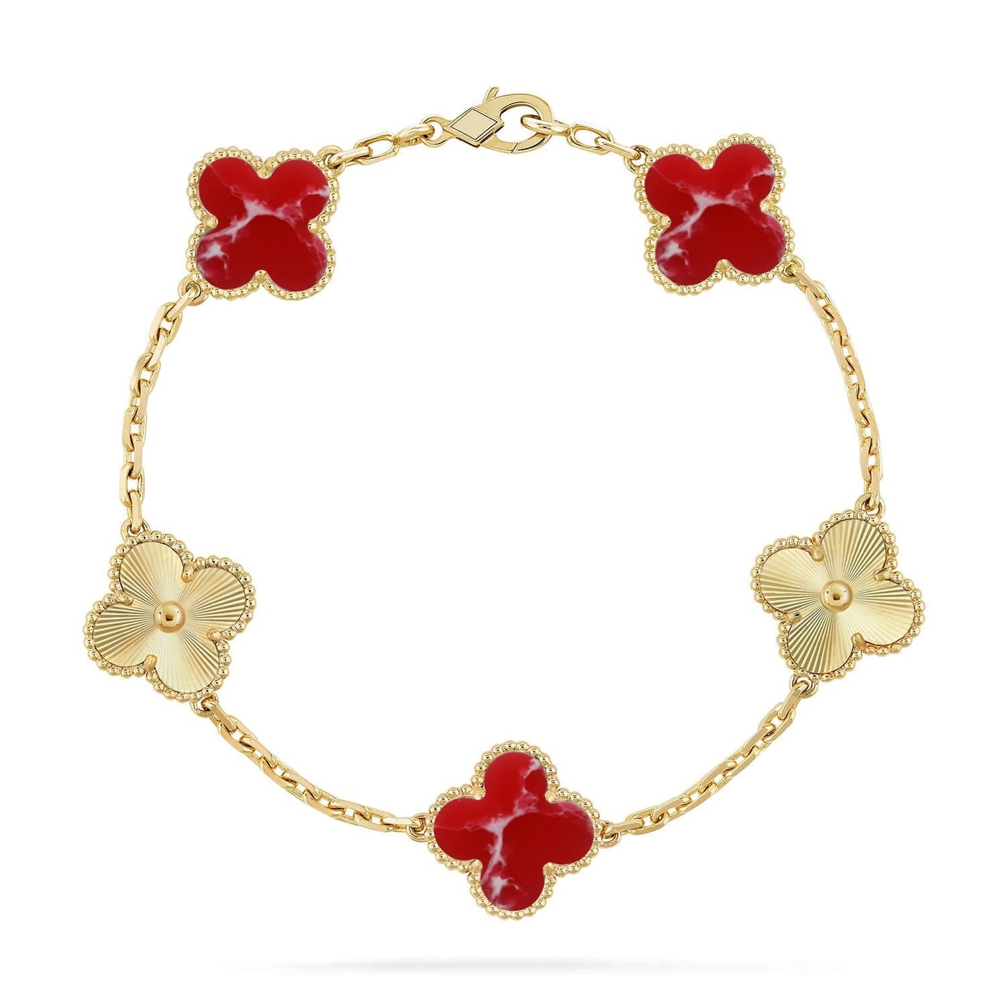 [Am jewelry]CLOVER 5 MOTIF RED PATTERN BRACELET COLLECTION