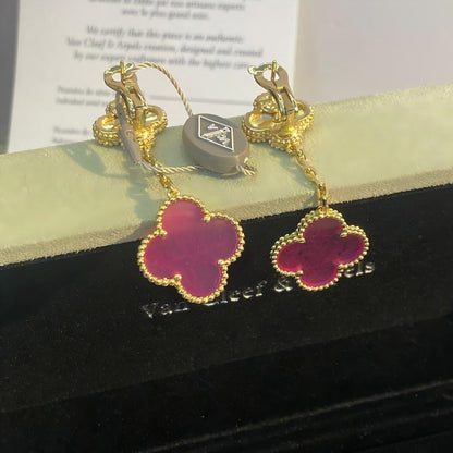 [AM Jewels]NEW CLOVER 2 MOTIF PINK ENAMEL EARRINGS