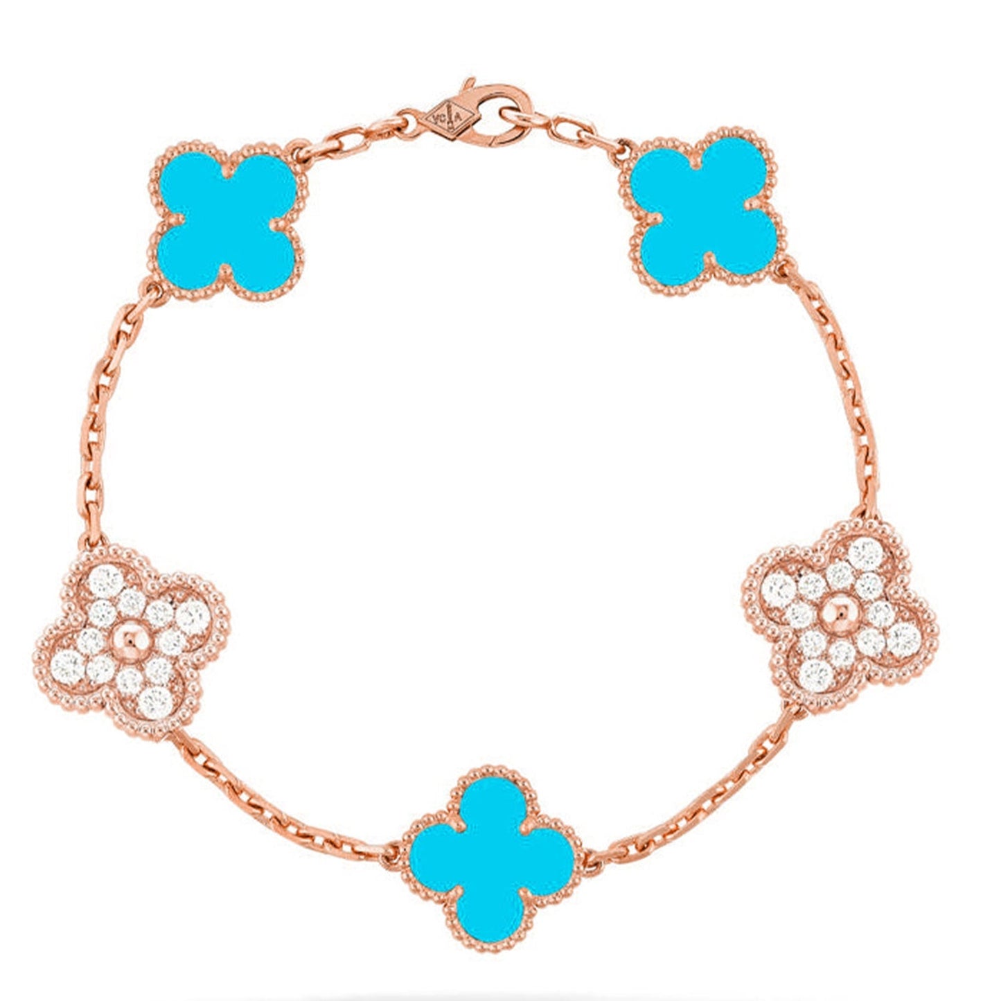 [Am jewelry] CLOVER 5 MOTIF TURQUOISE BRACELET COLLECTION