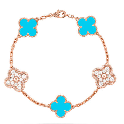 [Am jewelry] CLOVER 5 MOTIF TURQUOISE BRACELET COLLECTION