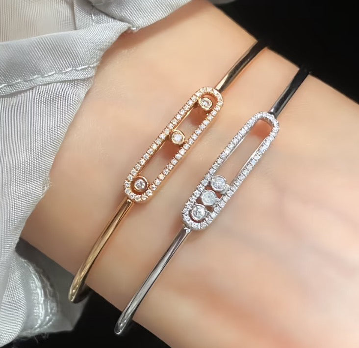 [Am Jewelry]Move Pavé Diamond Bangle Bracelet M