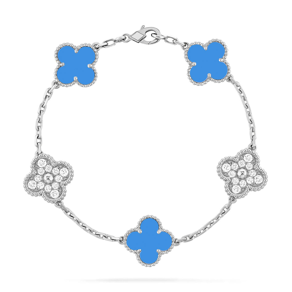 [Am jewelry] CLOVER 5 MOTIF BLUE AGATE BRACELET COLLECTION