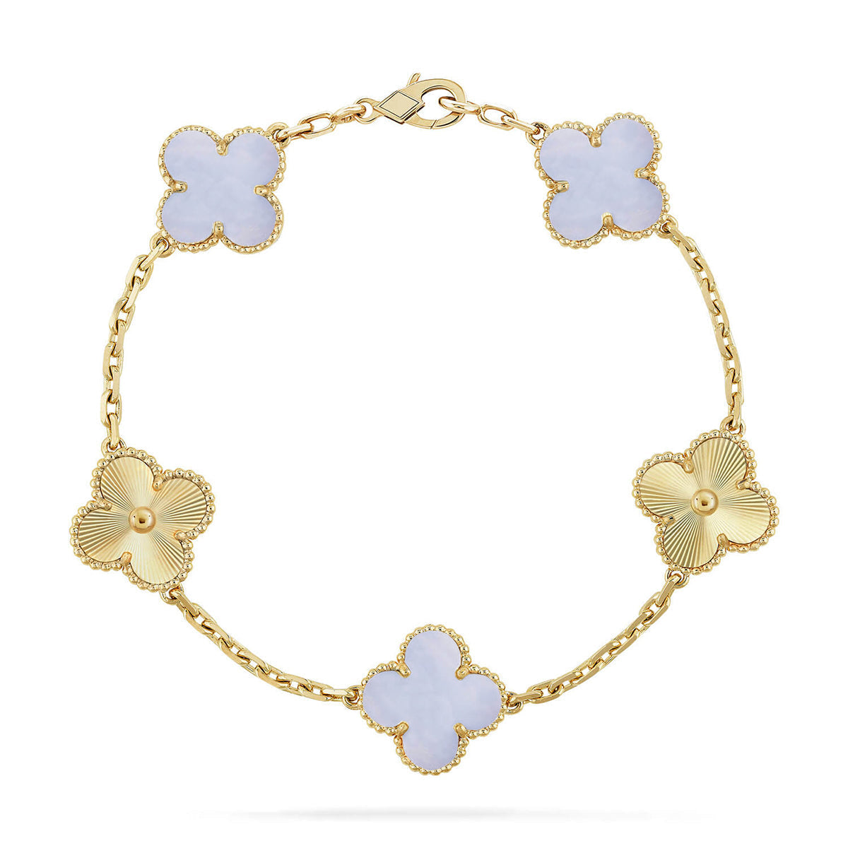 [Am jewelry] CLOVER 5 MOTIF PURPLE CHALCEDONY BRACELET COLLECTION
