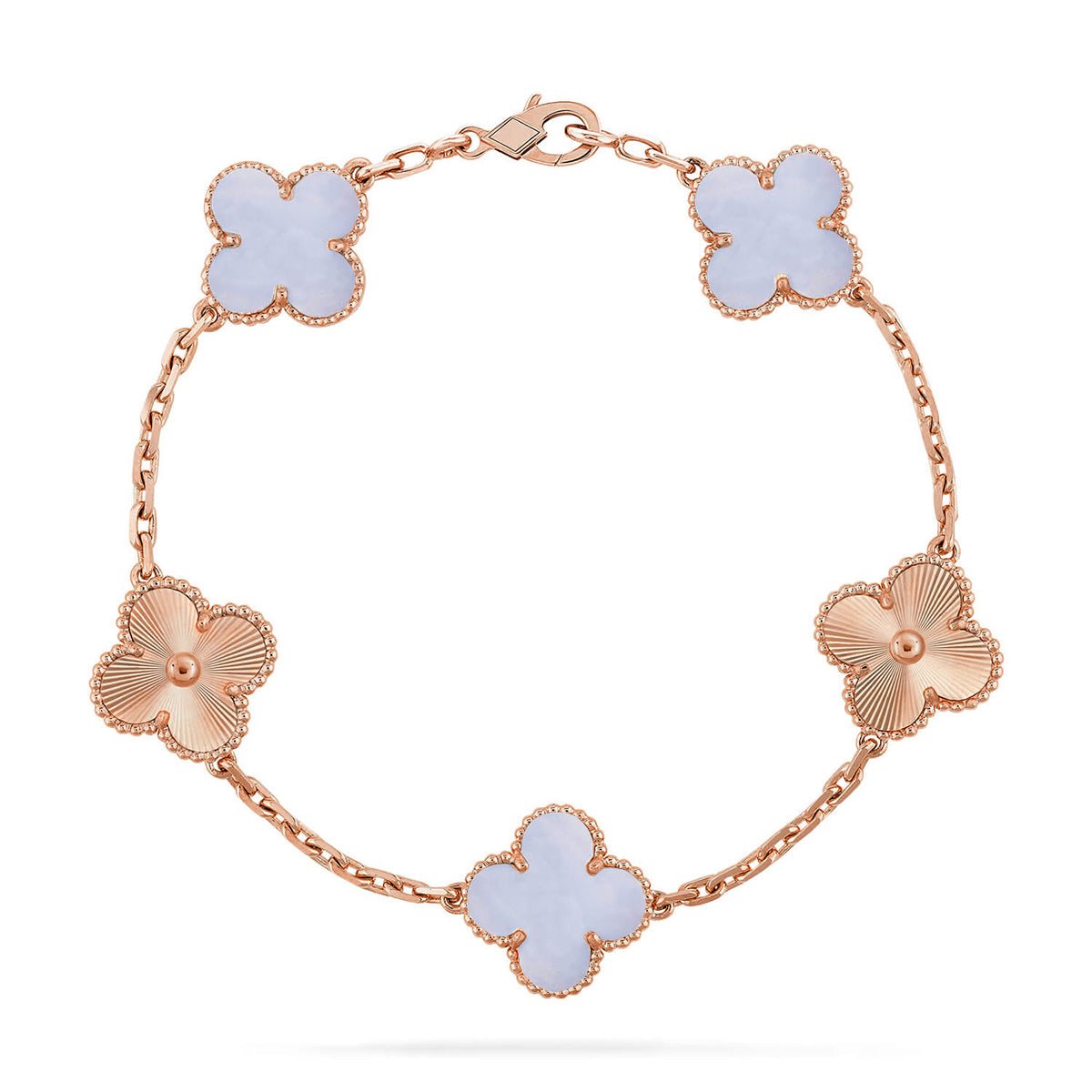 [Am jewelry] CLOVER 5 MOTIF PURPLE CHALCEDONY BRACELET COLLECTION