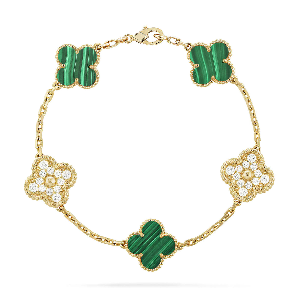 [Am jewelry] CLOVER 5 MOTIF MALACHITE BRACELET COLLECTION