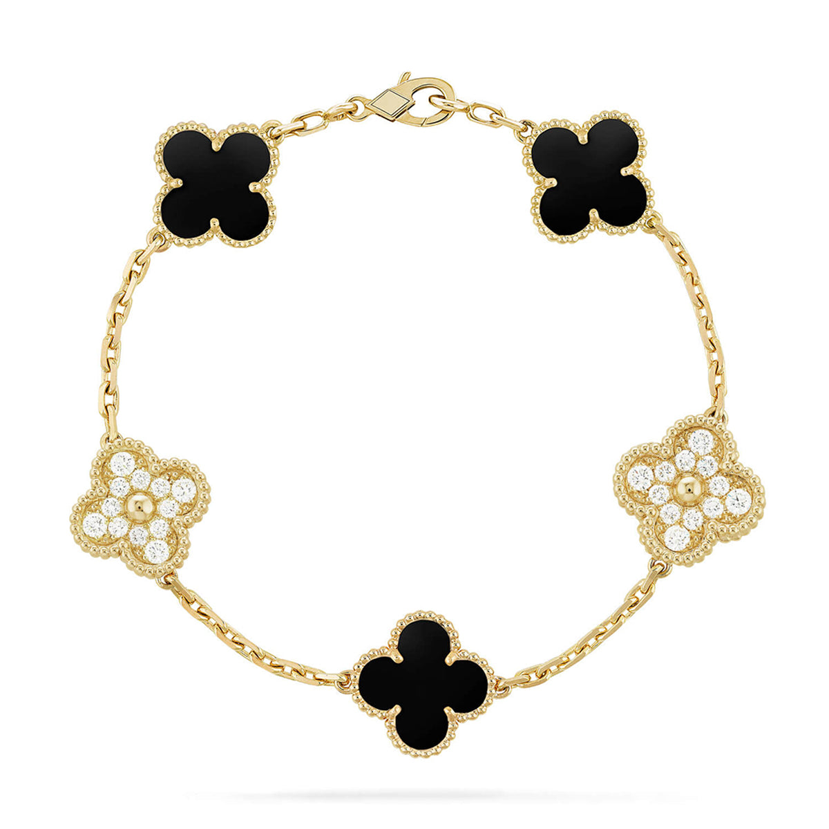 [Am jewelry] CLOVER 5 MOTIF ONYXS BRACELET COLLECTION