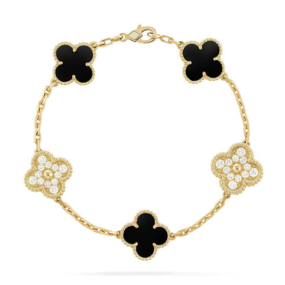[Am jewelry] CLOVER 5 MOTIF ONYXS BRACELET COLLECTION