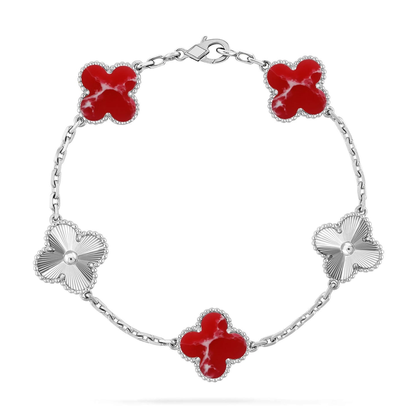 [Am jewelry]CLOVER 5 MOTIF RED PATTERN BRACELET COLLECTION