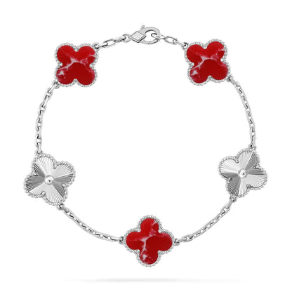 [Am jewelry]CLOVER 5 MOTIF RED PATTERN BRACELET COLLECTION