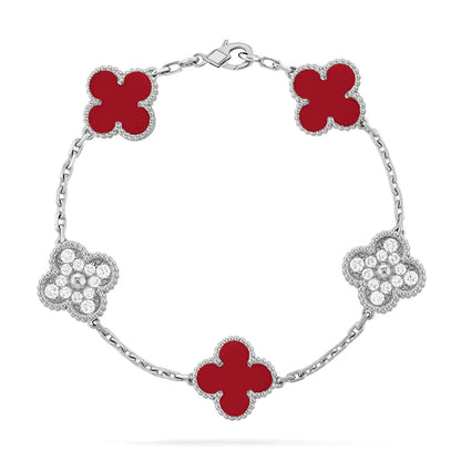 [Am jewelry] CLOVER 5 MOTIF RED CORNELIAN BRACELET COLLECTION