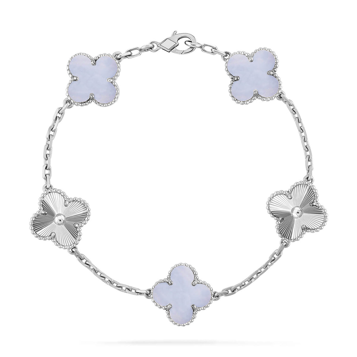 [Am jewelry] CLOVER 5 MOTIF PURPLE CHALCEDONY BRACELET COLLECTION