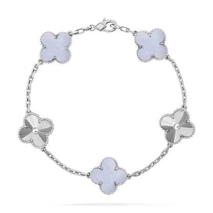 [Am jewelry] CLOVER 5 MOTIF PURPLE CHALCEDONY BRACELET COLLECTION