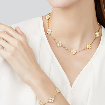 [Am jewelry]CLOVER 10 MOTIFS DIAMOND NECKLACE