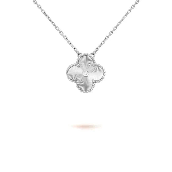 [Am jewelry]CLOVER  15MM DIAMOND LASER NECKLACE SILVER