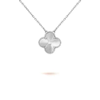 [Am jewelry]CLOVER  15MM DIAMOND LASER NECKLACE SILVER