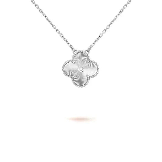 [Am jewelry]CLOVER  15MM DIAMOND LASER NECKLACE SILVER