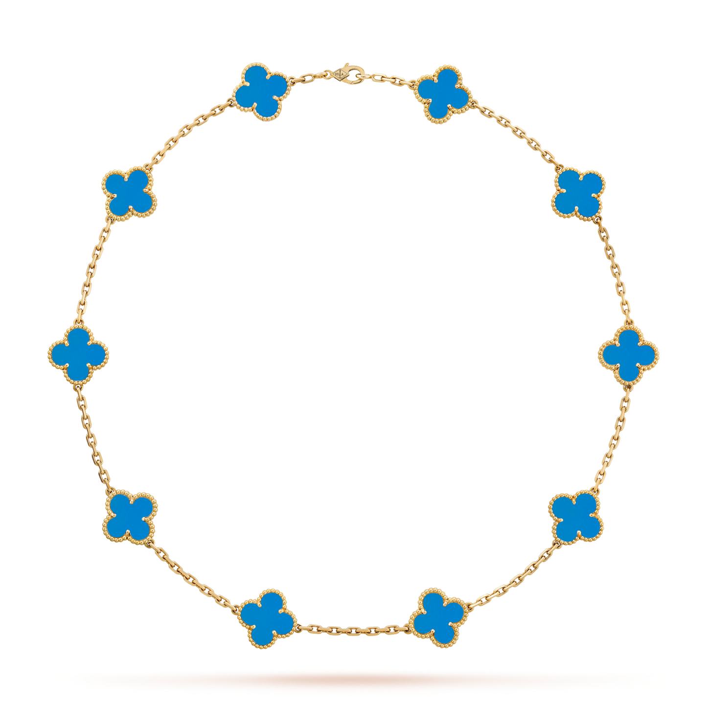 [Am jewelry]CLOVER 10 MOTIFS BLUE AGATE NECKLACE