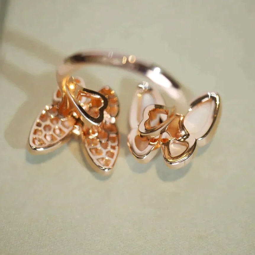 [Am jewelry]TWIN BUTTERFLY DIAMOND MOP RING