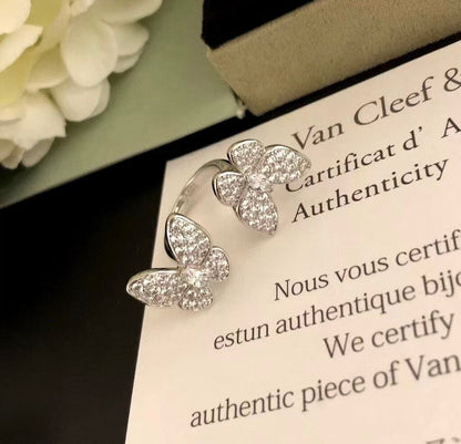 [Am jewelry]TWIN SILVER BUTTERFLY DIAMOND RING