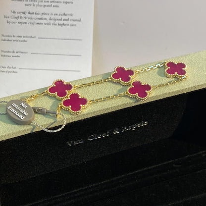 [AM Jewels]NEW CLOVER 5 MOTIFS PINK ENAMEL BRACELET