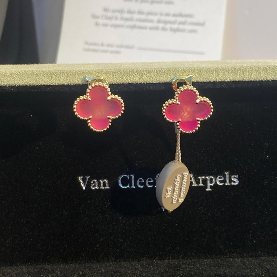 [AM Jewels]NEW CLOVER 15MM PINK ENAMEL STUD EARRINGS