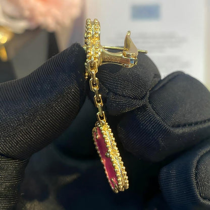 [AM Jewels]NEW CLOVER 2 MOTIF PINK ENAMEL EARRINGS