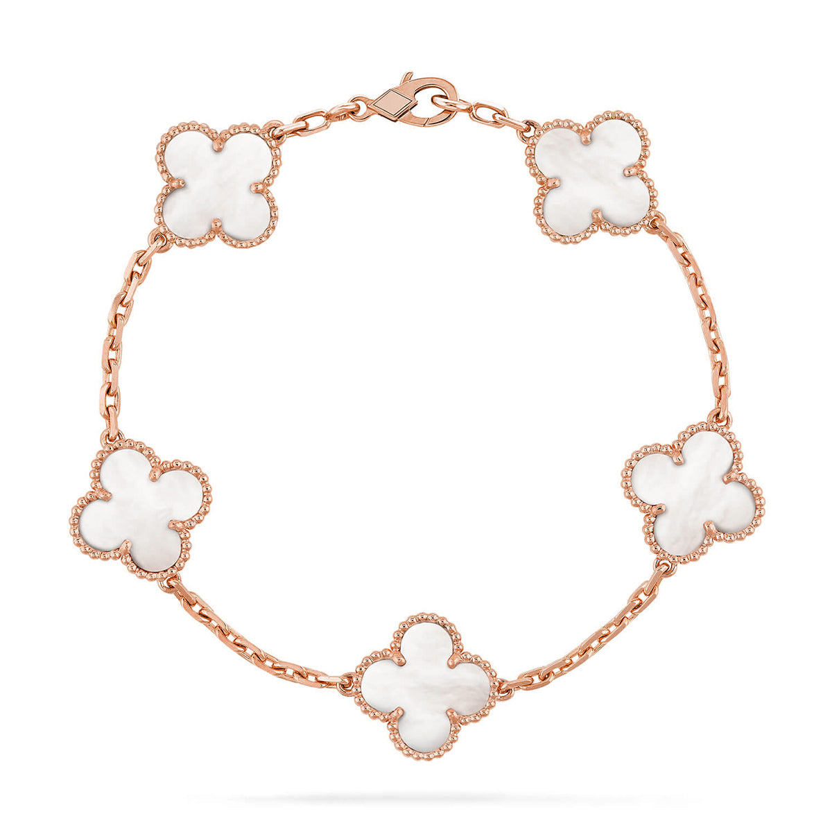 [Am jewelry]CLOVER WHITE PEARL MOP 5 MOTIF BRACELET COLLECTION