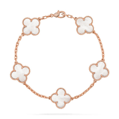 [Am jewelry]CLOVER WHITE PEARL MOP 5 MOTIF BRACELET COLLECTION