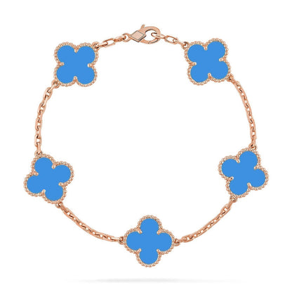 [Am jewelry] CLOVER 5 MOTIF BLUE AGATE BRACELET COLLECTION