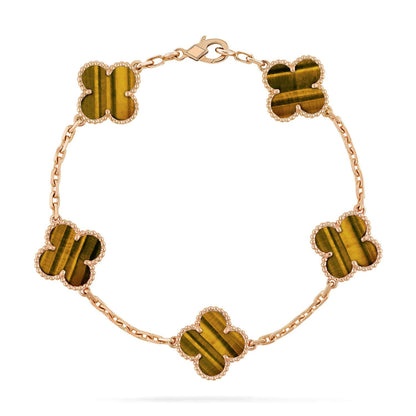 [Am jewelry] CLOVER 5 MOTIFS TIGER EYE BRACELET COLLECTION