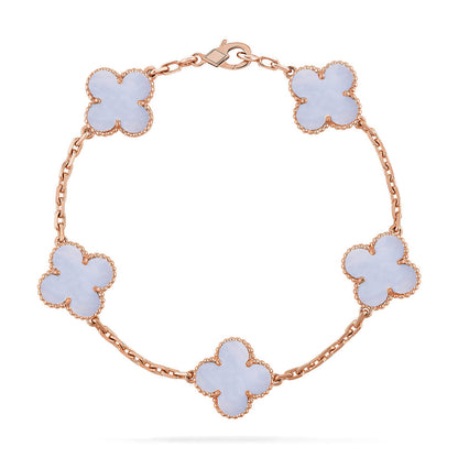 [Am jewelry] CLOVER 5 MOTIF PURPLE CHALCEDONY BRACELET COLLECTION