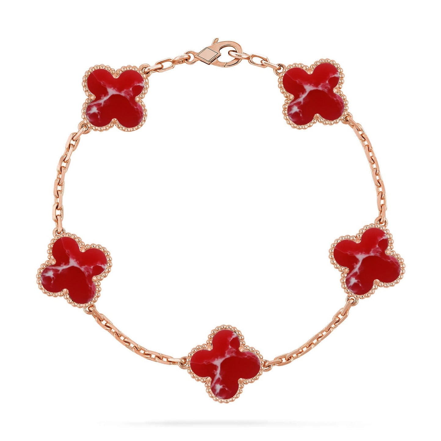 [Am jewelry]CLOVER 5 MOTIF RED PATTERN BRACELET COLLECTION