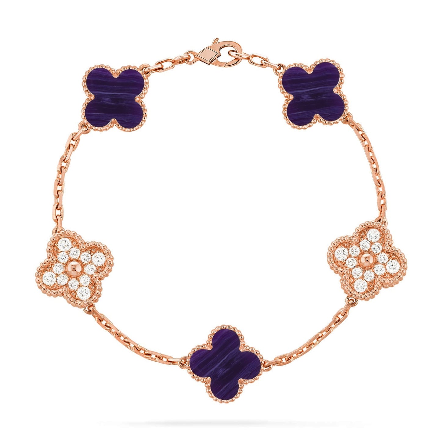 [Am jewelry]CLOVER 5 MOTIF PURPLE STRIPES BRACELET COLLECTION