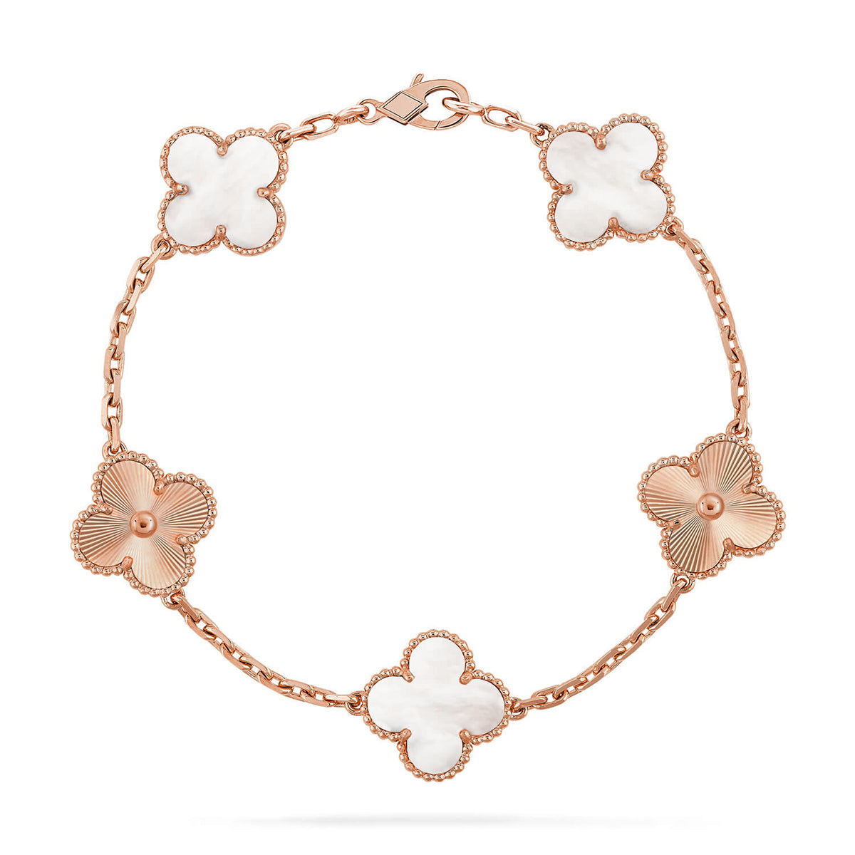 [Am jewelry]CLOVER WHITE PEARL MOP 5 MOTIF BRACELET COLLECTION