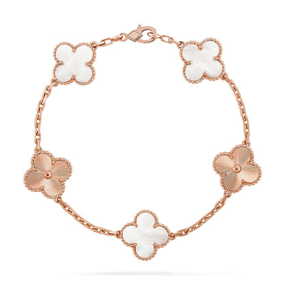 [Am jewelry]CLOVER WHITE PEARL MOP 5 MOTIF BRACELET COLLECTION