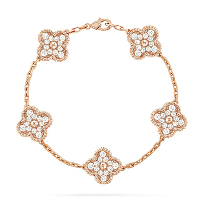 [Am jewelry] CLOVER 5 MOTIF FULL DIAMOND BRACELET COLLECTION