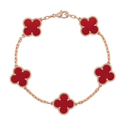 [Am jewelry] CLOVER 5 MOTIF RED CORNELIAN BRACELET COLLECTION