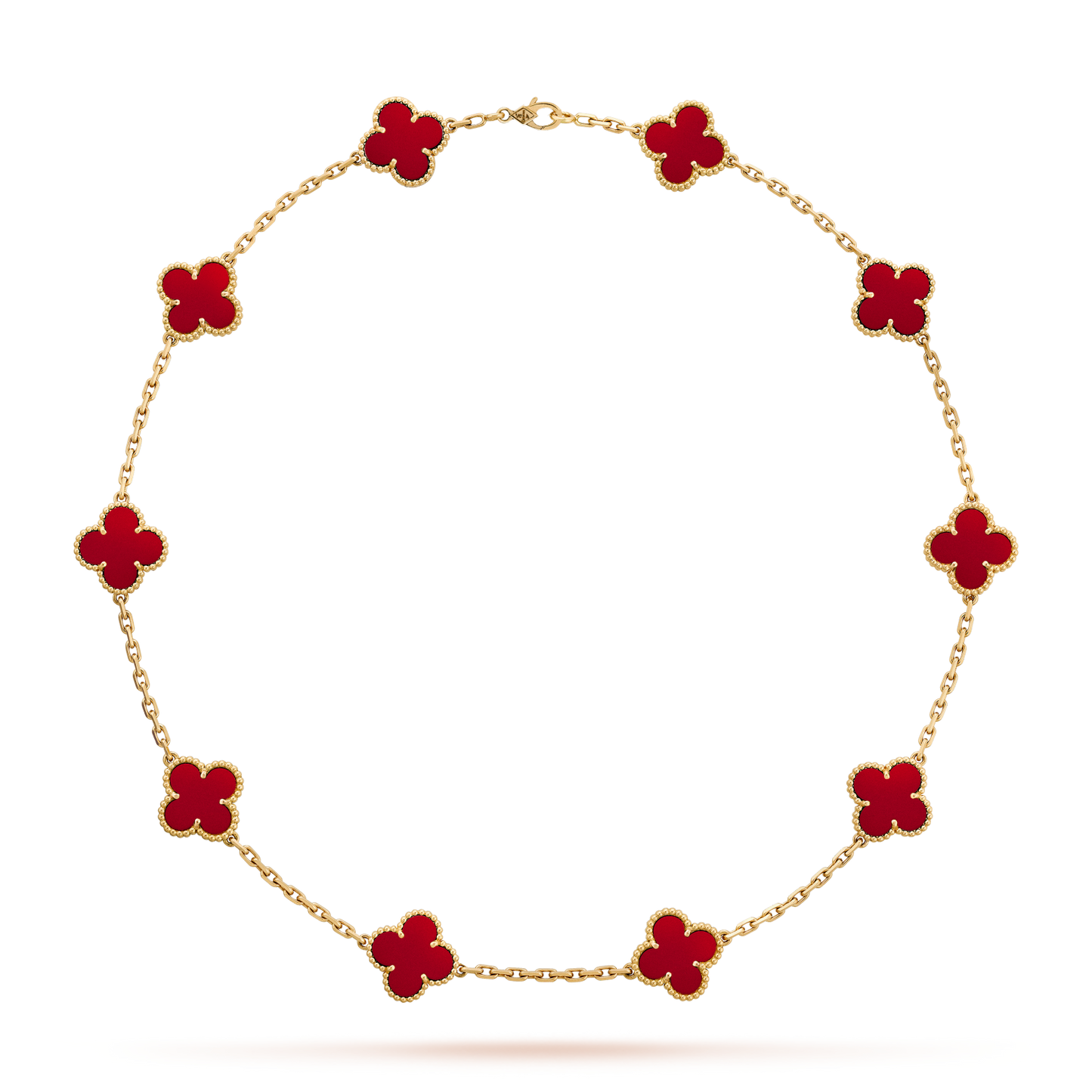 [Am jewelry]CLOVER 10 MOTIFS CARNELIAN NECKLACE