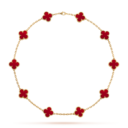 [Am jewelry]CLOVER 10 MOTIFS CARNELIAN NECKLACE