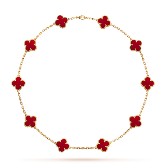 [Am jewelry]CLOVER 10 MOTIFS CARNELIAN NECKLACE