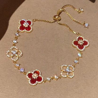 [Am jewelry]CLOVER 5 MOTIF PINK BLUE RED WHITE BRACELET