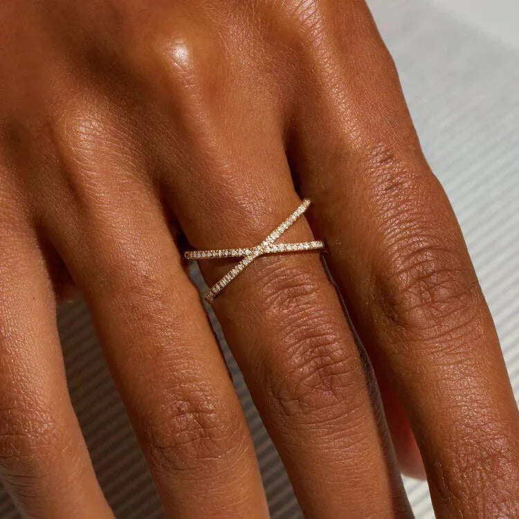 [AM Jewels]Nia Gold Diamond Cross Ring