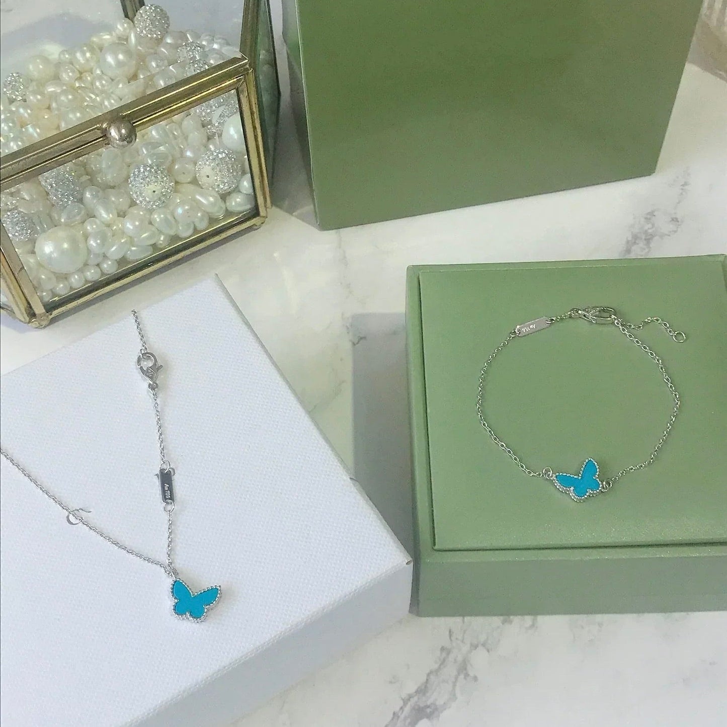 [Am jewelry]BUTTERFLY TURQUOISE BUTTERFLY BRACELET SILVER