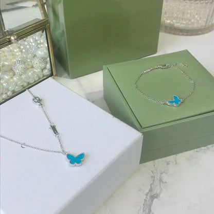 [Am jewelry]BUTTERFLY TURQUOISE BUTTERFLY BRACELET SILVER